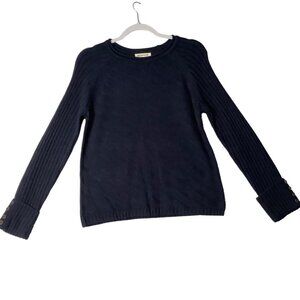 Margeaux & Ellie Navy Blue Acrylic Sweater‎ Women Size Small NWT Button Accent